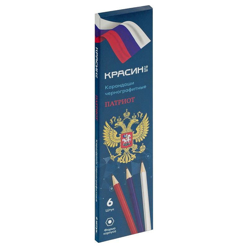 Карандаш ч/г Красин "Патриот" ТМ (НВ),  шестигр., заточен., ассорти. 