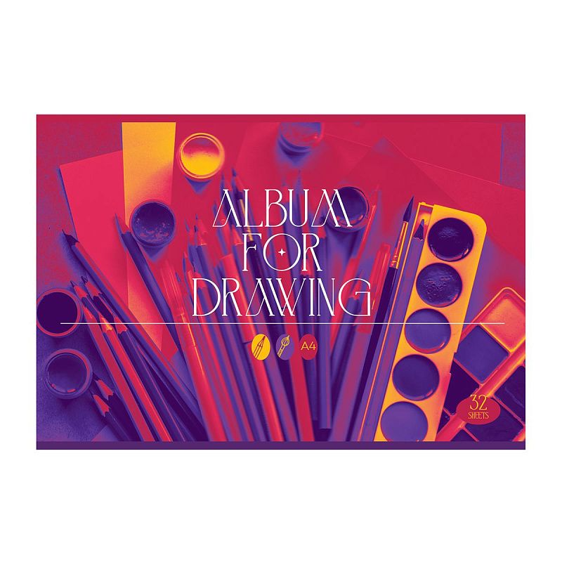 Альбом для рисования 32л., А4, на скрепке BG "Bright Art", эконом