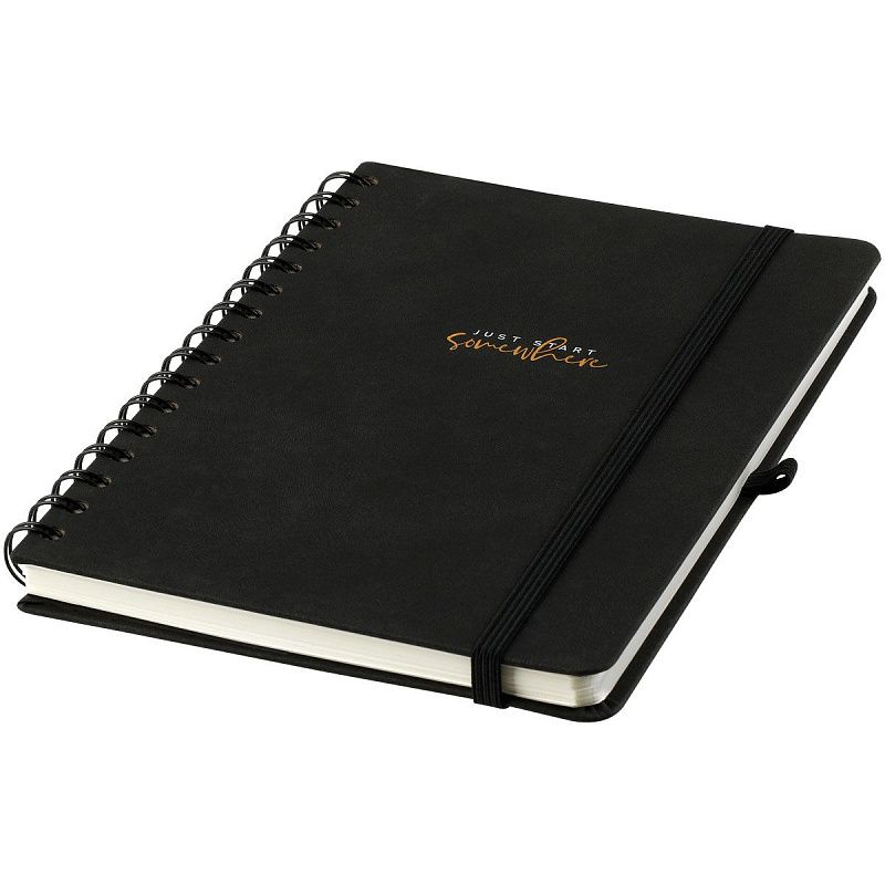 Записная книжка А5 96л., кожзам, на гребне, Greenwich Line "Just start. Black", твердая обложка, тиснение фольгой, с петлей для ручки