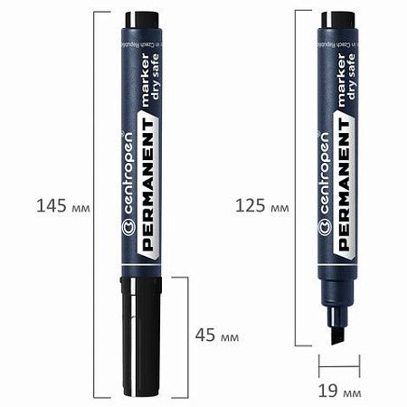 Маркер перманентный CENTROPEN 8516, ЧЕРНЫЙ, скошенный наконечник, 2-5 мм, 5 8516 0112 