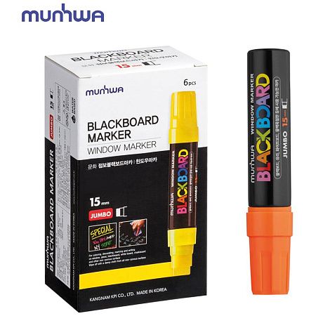 Маркер меловой MunHwa "Black Board Jumbo" оранжевый, 15мм, водная основа 