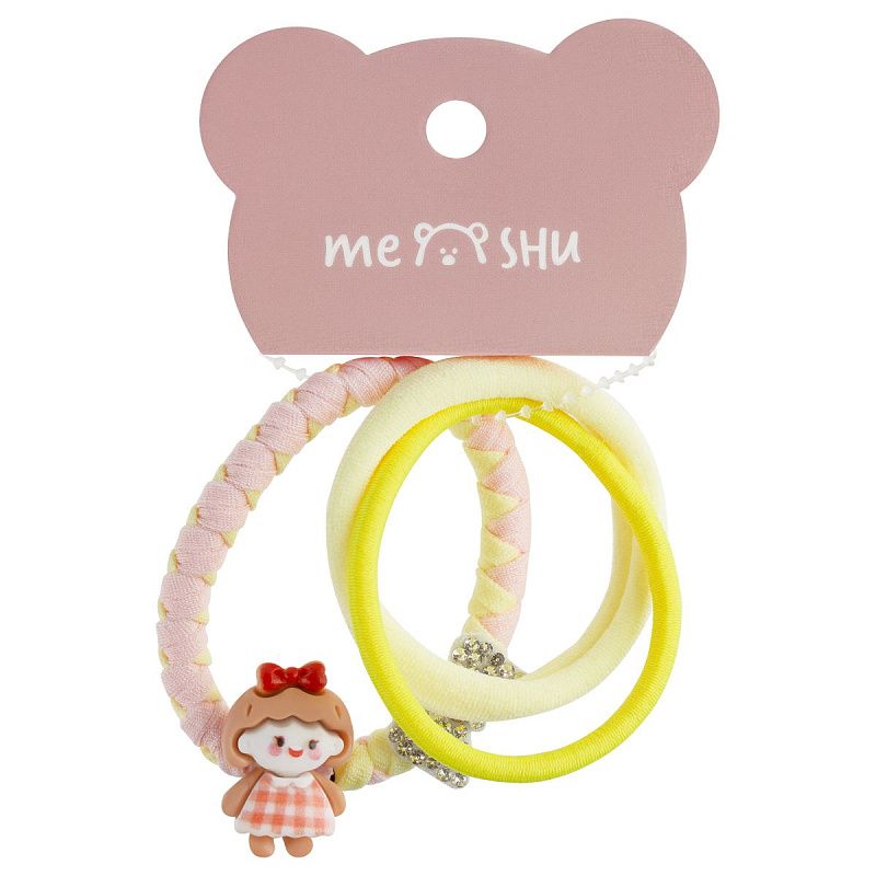 Резинки для волос MESHU, ассорти текстур, 3шт., европодвес