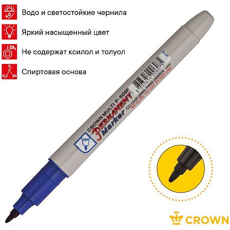 Набор перманентных маркеров Crown "Multi Marker Super Slim" 04цв., пулевидный, 1,0мм, чехол с европодв. 
