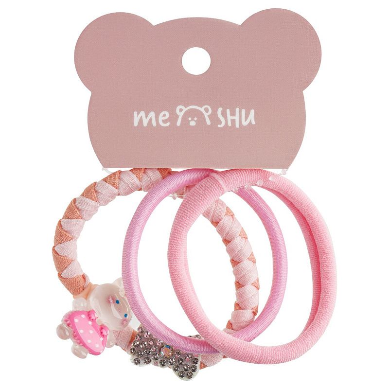 Резинки для волос MESHU, ассорти текстур, 3шт., диаметр 5см, европодвес