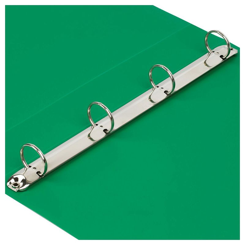 Папка на 4 кольцах СТАММ А4, 40мм, 500мкм, пластик, зеленая 