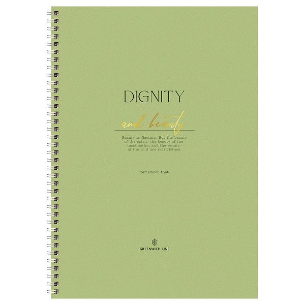 Тетрадь 80л., А4, клетка на гребне GreenwichLine "Dignity", матовая ламинация, тиснение фольгой, 80г/м2