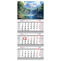 Календарь квартальный 3 бл. на 3 гр., 295*660 мм BG "Водопад", с бегунком, 2026г.