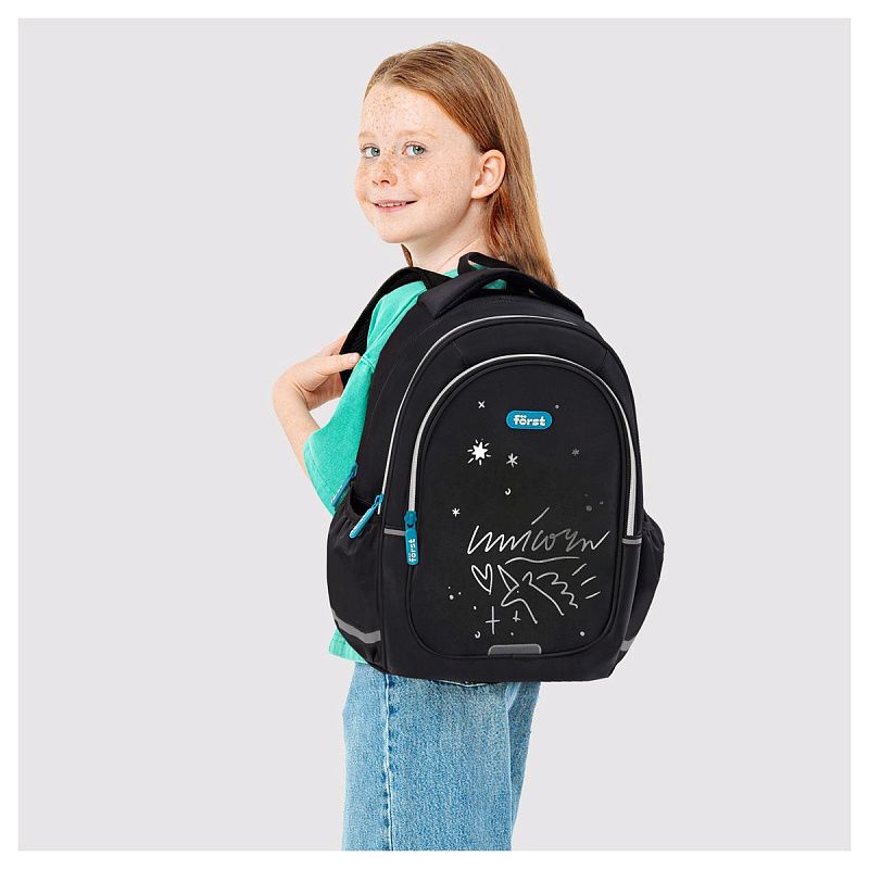 Рюкзак Först F-Cute "Unicorn" 37*29*17см, 3 отделения, 2 кармана, анатомическая спинка 