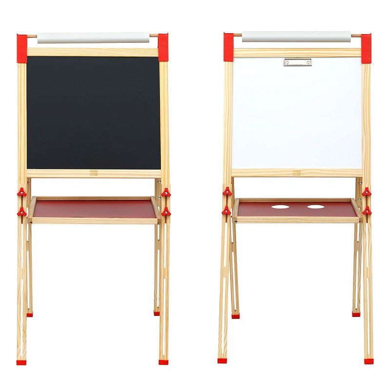 УЦЕНКА - Доска-мольберт ТРИ СОВЫ, двусторонняя, меловая/магнитно-маркерная, напольная, растущая (маркер, мелки, губка, бумажный ролл, стаканы-непр., м