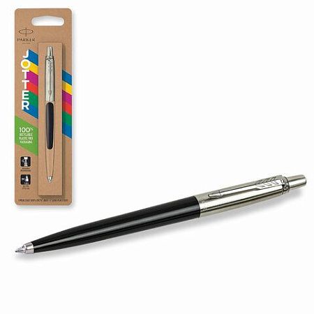 Ручка шариковая PARKER "Jotter Plastic CT", корпус черный, ежедневник А5 черный, золотой срез, пакет, 880894 