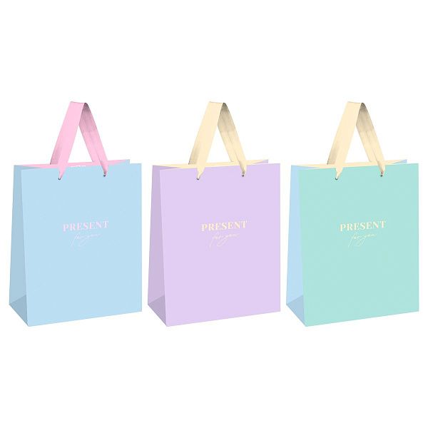 Пакет подарочный 18*23*10см MESHU "Monochrome", матовая ламинация, ассорти