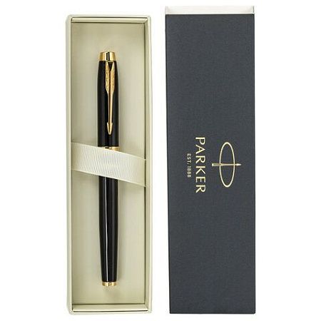 Ручка перьевая PARKER "IM Core Black Lacquer GT", ежедневник А5 черный, пакет, 880900 