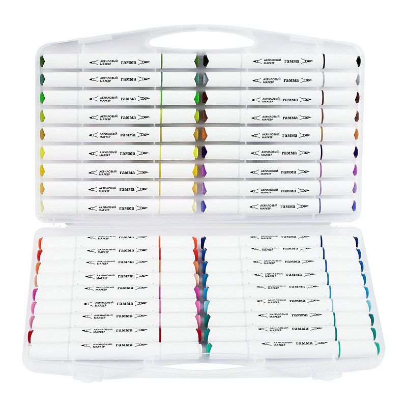 Маркеры акриловые Гамма "Классические", 36 цв., двусторонние, пластик.бокс