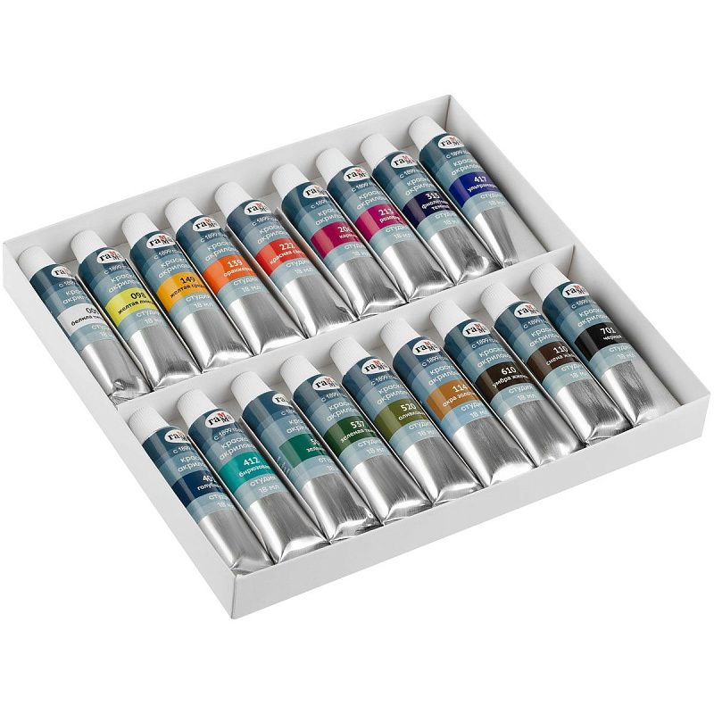 Краски акриловые художественные Гамма "Студия", 18цв., 18 мл/туба, картон. упаковка