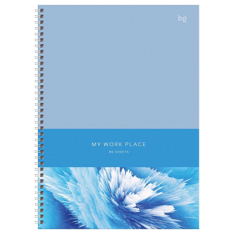 Тетрадь 80л., А4 клетка на гребне BG "Blue art", глянцевая ламинация, твердая обложка