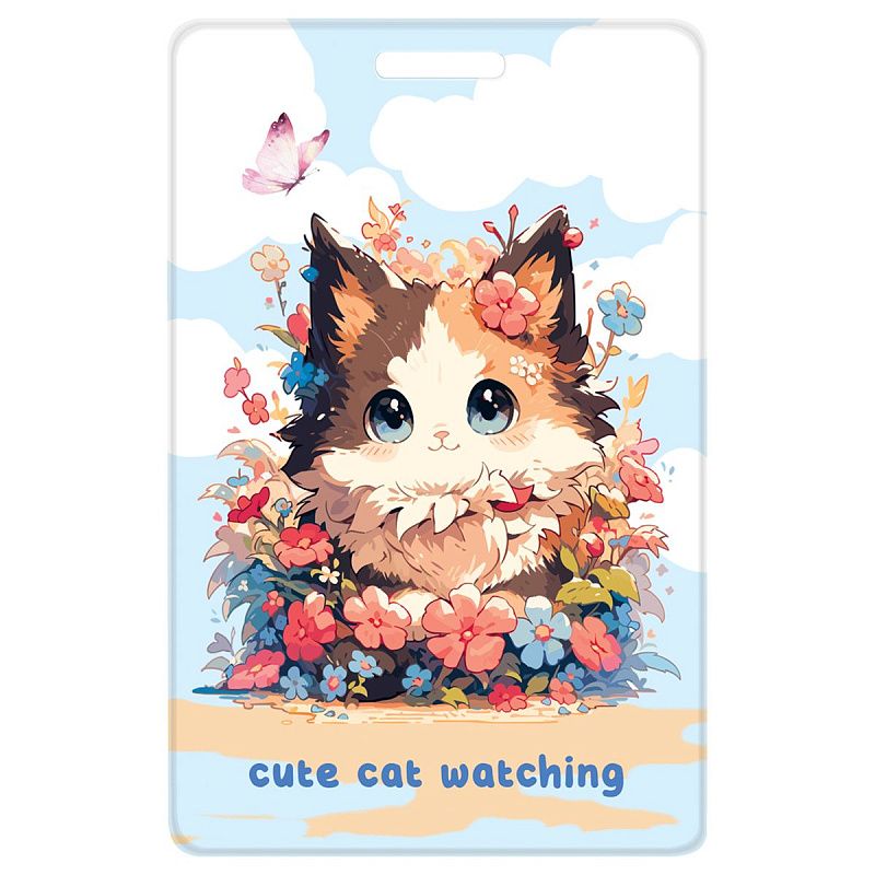 Обложка-карман для карт и пропусков OfficeSpace "Vibes", 95*65мм, ПВХ, ассорти 