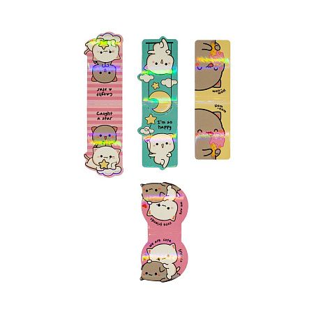 Закладки магнитные для книг, 4шт., MESHU "Cute kittens", ламинация с блестками 