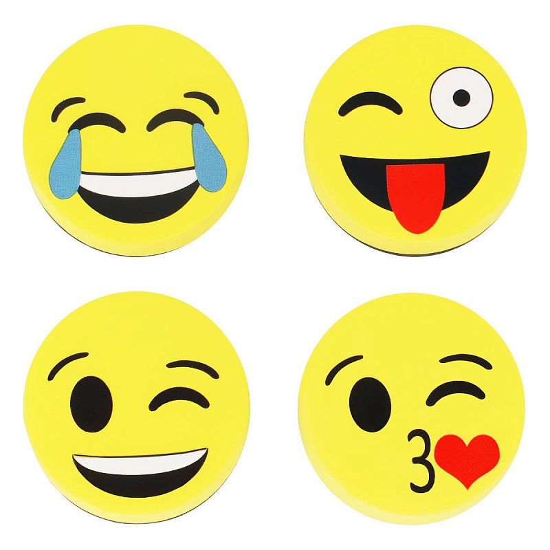 Губка-стиратель для досок OfficeSpace "Смайлик" 50мм, на магните, материал EVA, желтый, европодвес