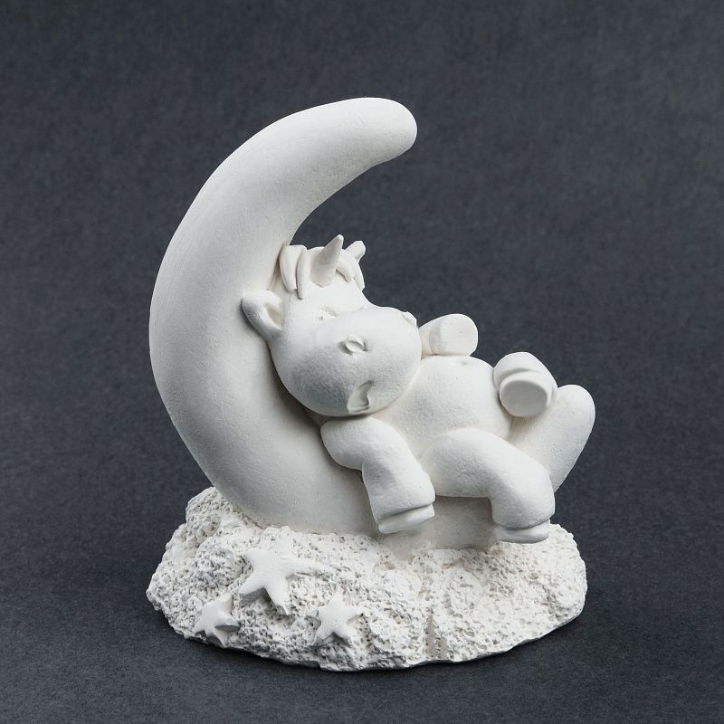 Набор для росписи из гипса ТРИ СОВЫ "Спящий единорог", высота фигурки 8см, с красками и кистью, картонная коробка