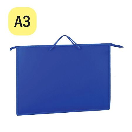 Папка для чертежей и рисунков А3 ArtSpace, синий, пластик, на молнии 