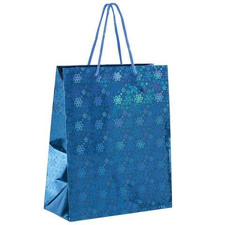 Пакет подарочный новогодний (1 шт) 26x13x32см (L), ГОЛОГРАФИЯ ассорти 3 цвета, ЗОЛОТАЯ СКАЗКА, 609612