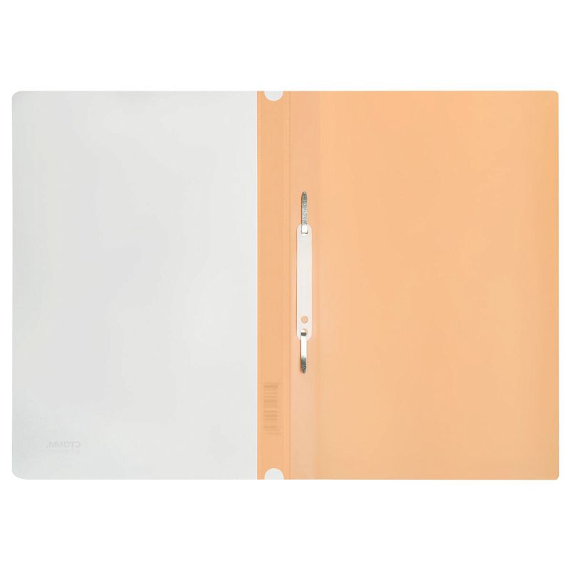 Папка-скоросшиватель пластик. перф. СТАММ "Акцент" А4, 180мкм, персиковая с прозр. верхом 