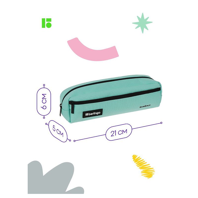 Пенал мягкий 1 отделение, 1 карман, 210*60*50 Berlingo "Instinct mint", полиэстер 