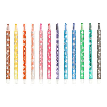 Карандаши восковые Faber-Castell, 12цв., выкручивающийся стержень, картон. упаковка, европодвес
