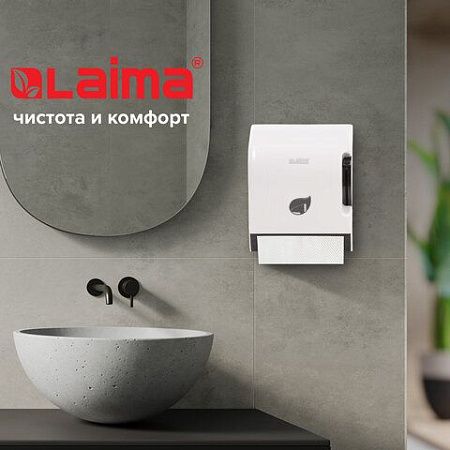 Диспенсер для полотенец в рулонах LAIMA PROFESSIONAL ECO (H1), механический, с рычагом, белый, ABS-пластик, 606549 