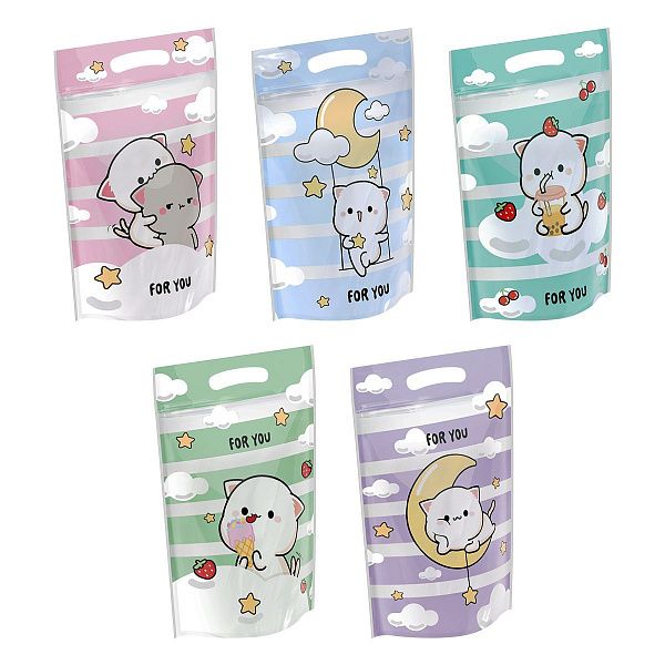 Набор подарочных пакетов 15*22 см, зип-лок, MESHU "Забавные котята", 35шт.