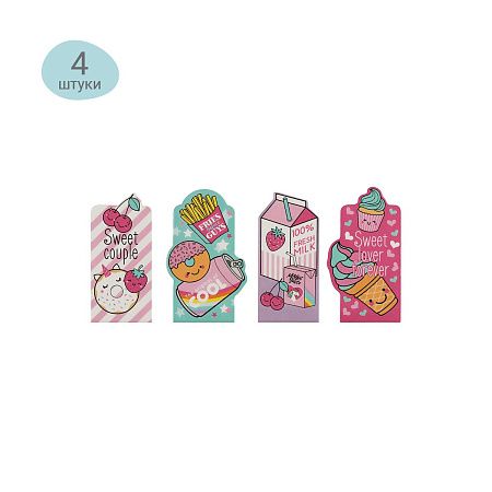 Закладки магнитные для книг, 4шт., MESHU "Sweets" 