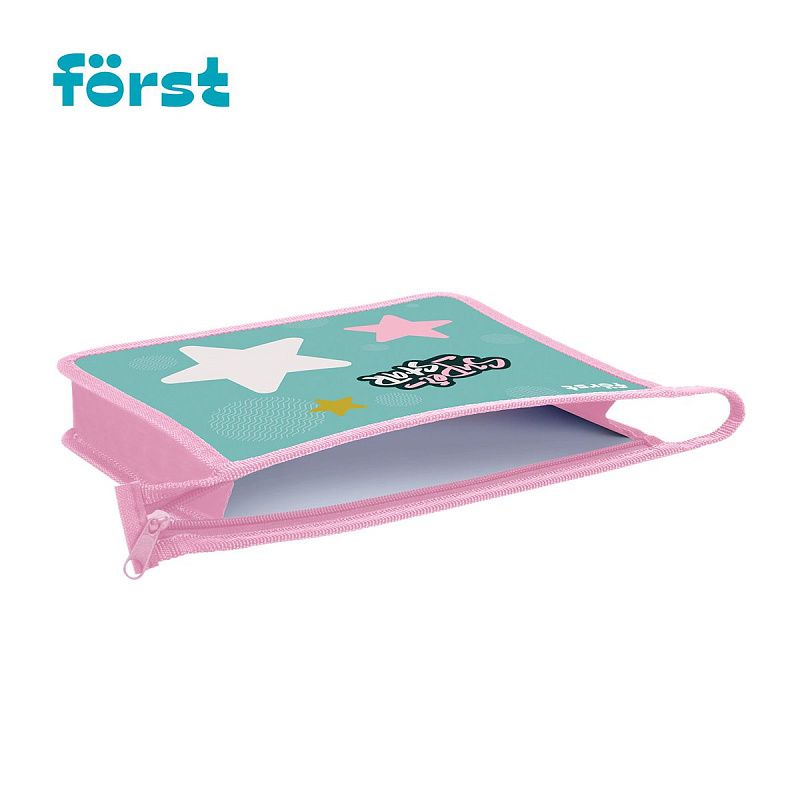 Папка для тетрадей 1 отделение, А5 Först "Super star", 240*205*40мм, пластик, на молнии 