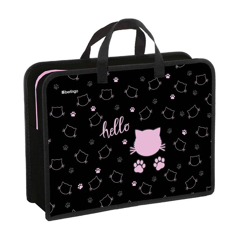 Папка с ручками 1 отделение, А4 Berlingo "Royal Kitty", 340*245*100мм, пластик, на молнии