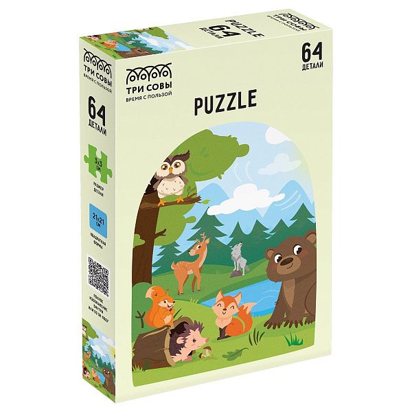 Пазл  64 эл. ТРИ СОВЫ "Звери у реки"