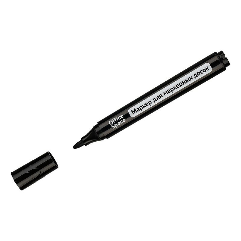 Маркер для белых досок OfficeSpace "Bullet" черный, пулевидный, 2,5мм