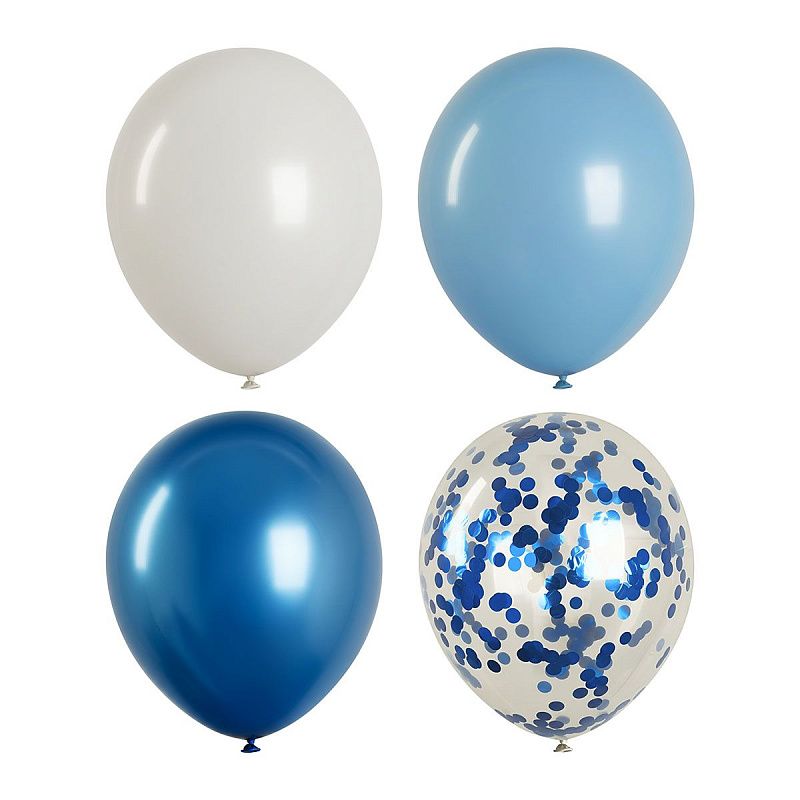 Воздушные шары, 40шт., М12/30см, MESHU, "Blue", 4 цвета ассорти