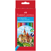 Карандаши цветные Faber-Castell "Замок", 12цв., шестигр., заточ., картон, европодвес