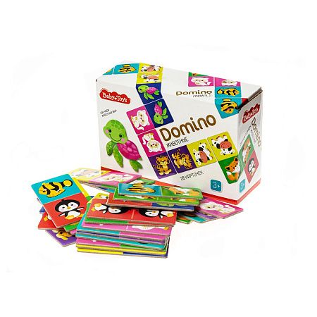 Игра настольная Домино, Baby Toys "Животные", картонная коробка