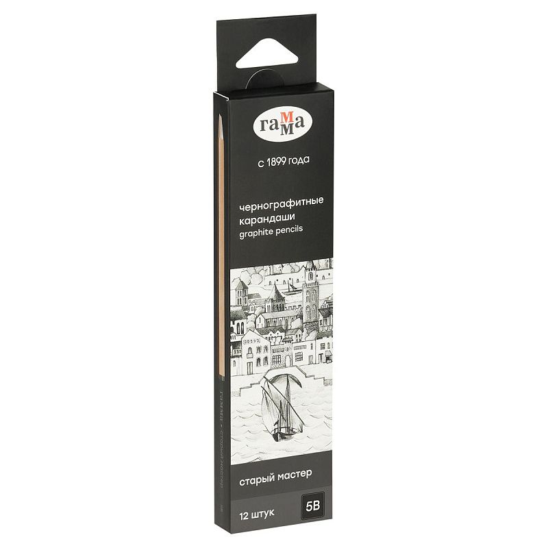 Карандаш ч/г Гамма "Старый мастер", 5B, заточен. 