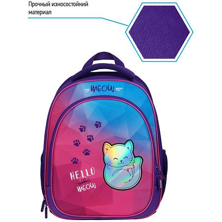 Ранец Berlingo Expert Light облегченный "Hello meow" 38*28*15см, 3 отделения, 2 кармана, анатомическая спинка 