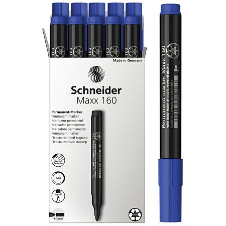 Маркер перманентный Schneider "Maxx 160" синий, пулевидный, 3мм 