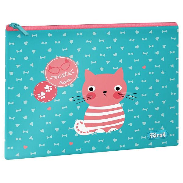 УЦЕНКА - Папка текстильная А5 Först "Orange cat", 255*205мм, 1 отделение, полиэстер (осн 352122)