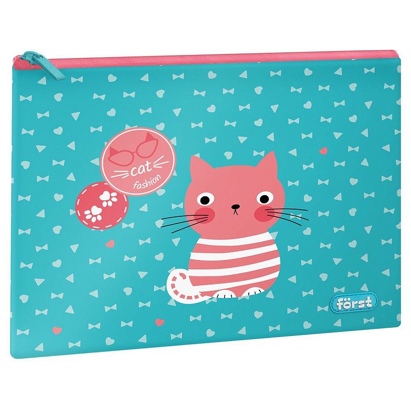 УЦЕНКА - Папка текстильная А5 Först "Orange cat", 255*205мм, 1 отделение, полиэстер (осн 352122)