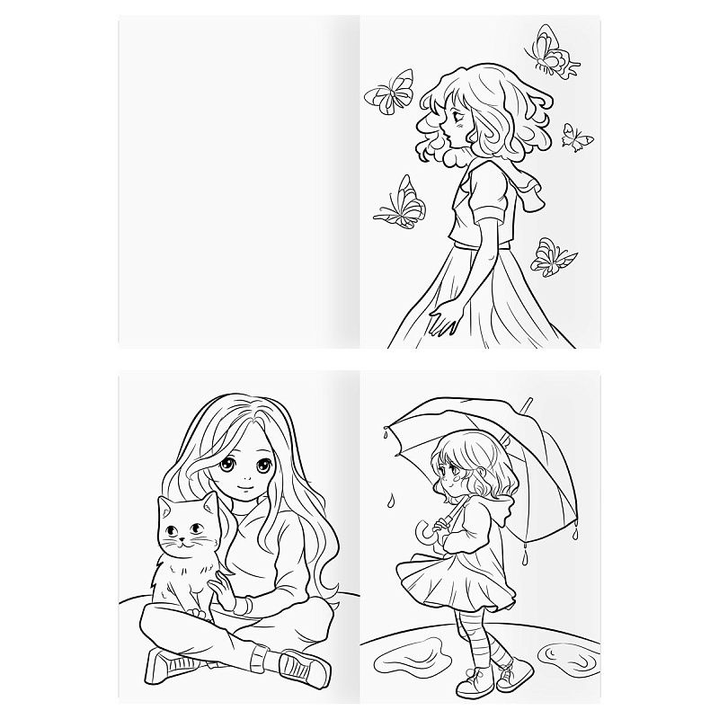 Раскраска А4, 16 стр., ТРИ СОВЫ "В стиле kawaii"