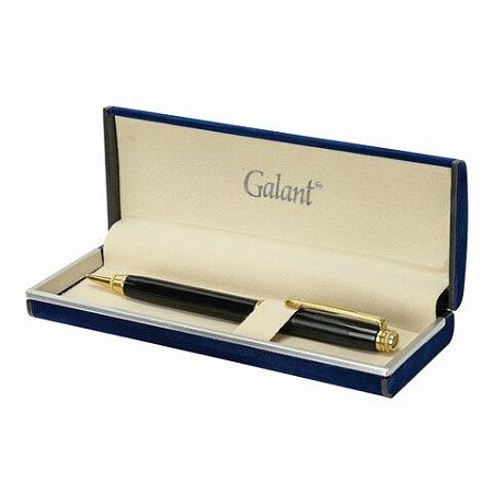 Ручка подарочная шариковая GALANT "Black", корпус черный, золотистые детали, пишущий узел 0,7 мм, синяя, 140405 