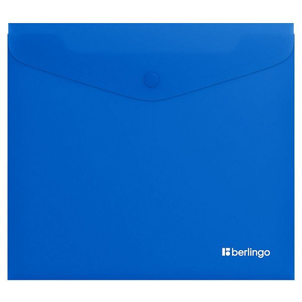 Папка-конверт на кнопке Berlingo "Soft Touch", А5+, 200мкм, софт-тач, синяя