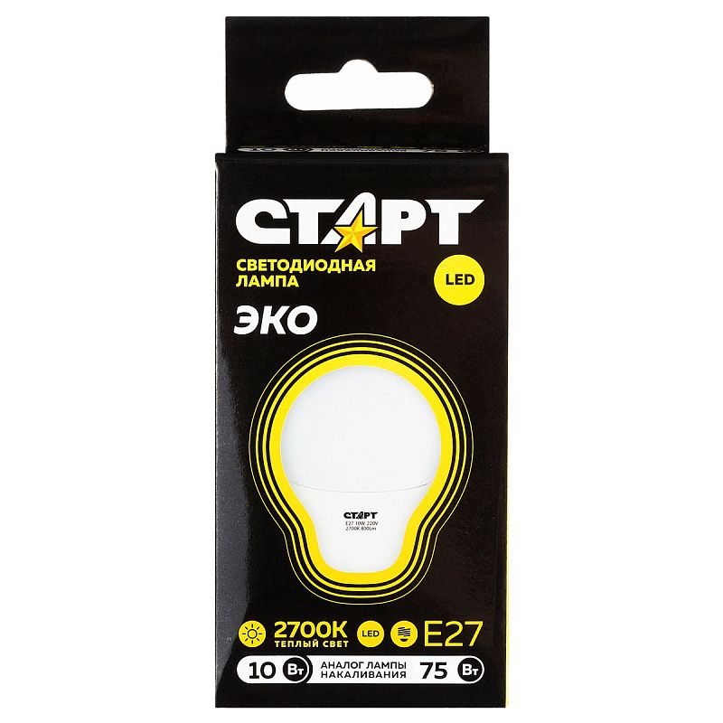 Лампа светодиодная Старт LED, серия "WS" 10W30, тип А "груша", E27, 2700К, теплый свет, 25000ч