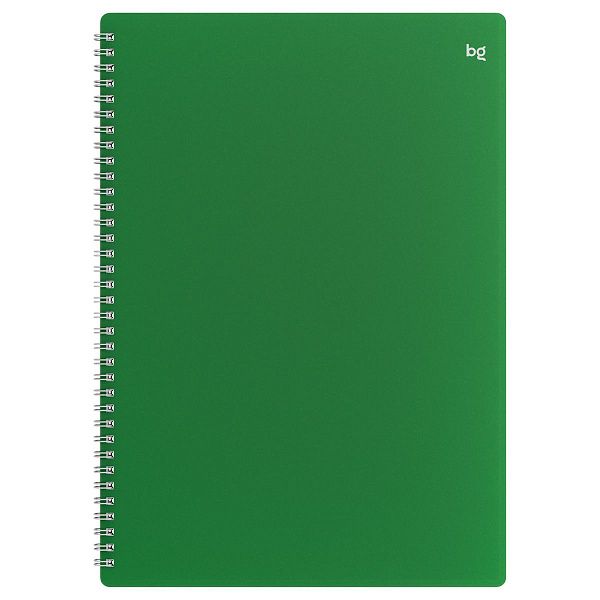Тетрадь 48л., А4 клетка на гребне BG "Base", пластиковая обложка, зеленый