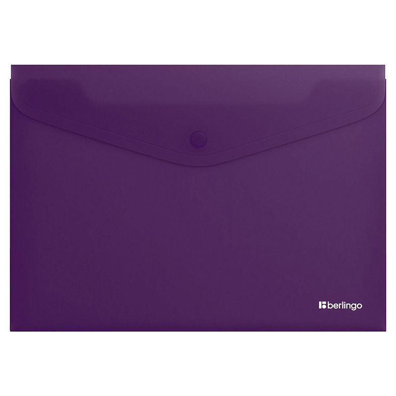 Папка-конверт на кнопке Berlingo "Soft Touch", А4, 200мкм, софт-тач, фиолетовая