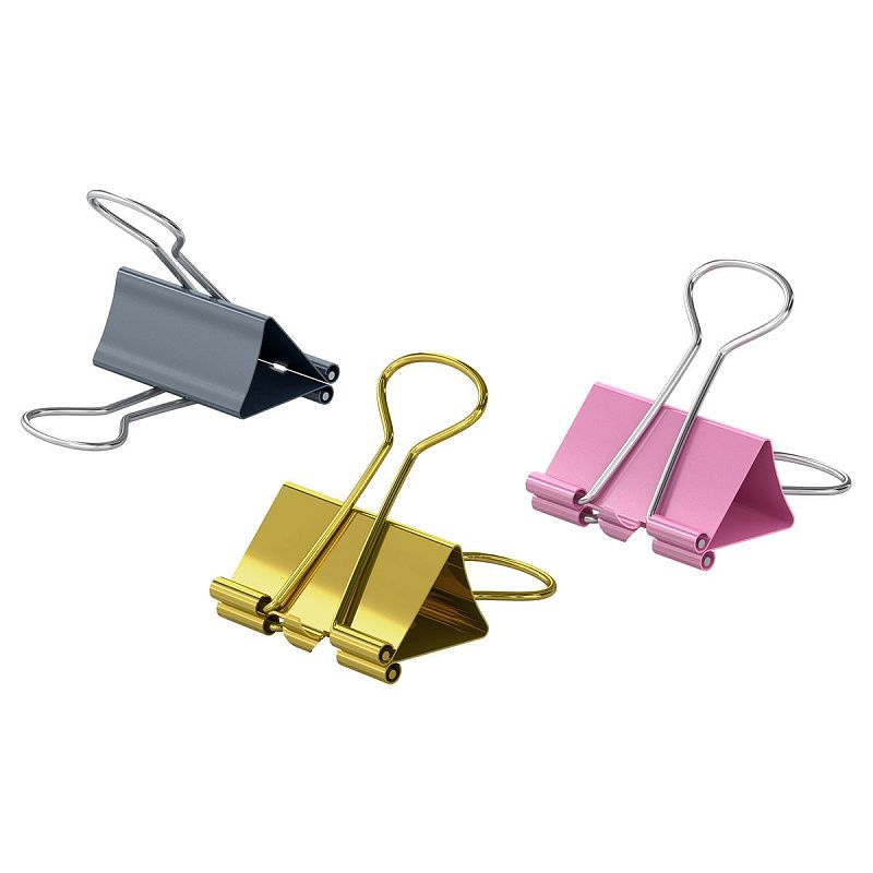 Зажимы для бумаг 19мм, Berlingo, 10шт., цветные, ПВХ упак., европодвес, розовый+золотой